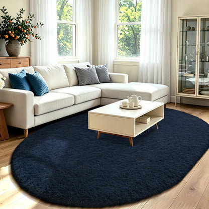 LOCHAS Bedroom Rug 2.6' x 5.3', Grey Fluffy Shaggy Area Rug for Kids Room