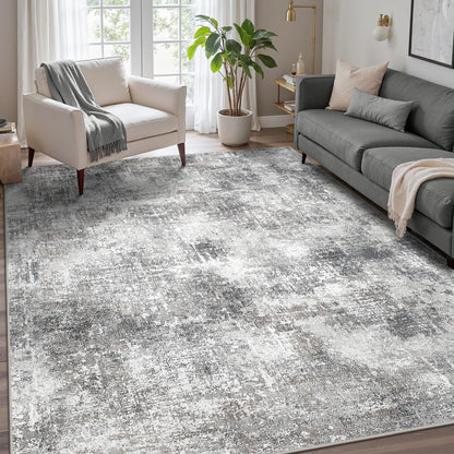 GENIMO 8x10 Washable Area Rugs for Living Room, Non Slip, Taupe Brown