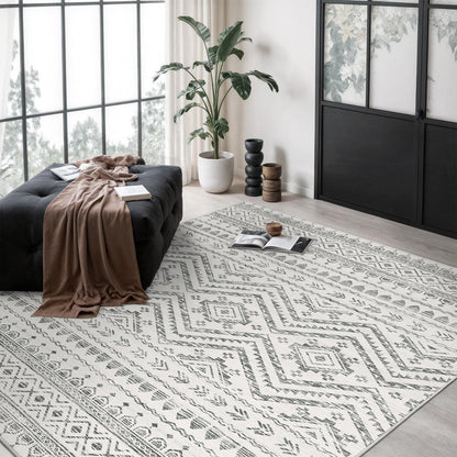 Miukiki 8x10 Area Rug for Living Room, Washable Soft Non Slip Rug Grey
