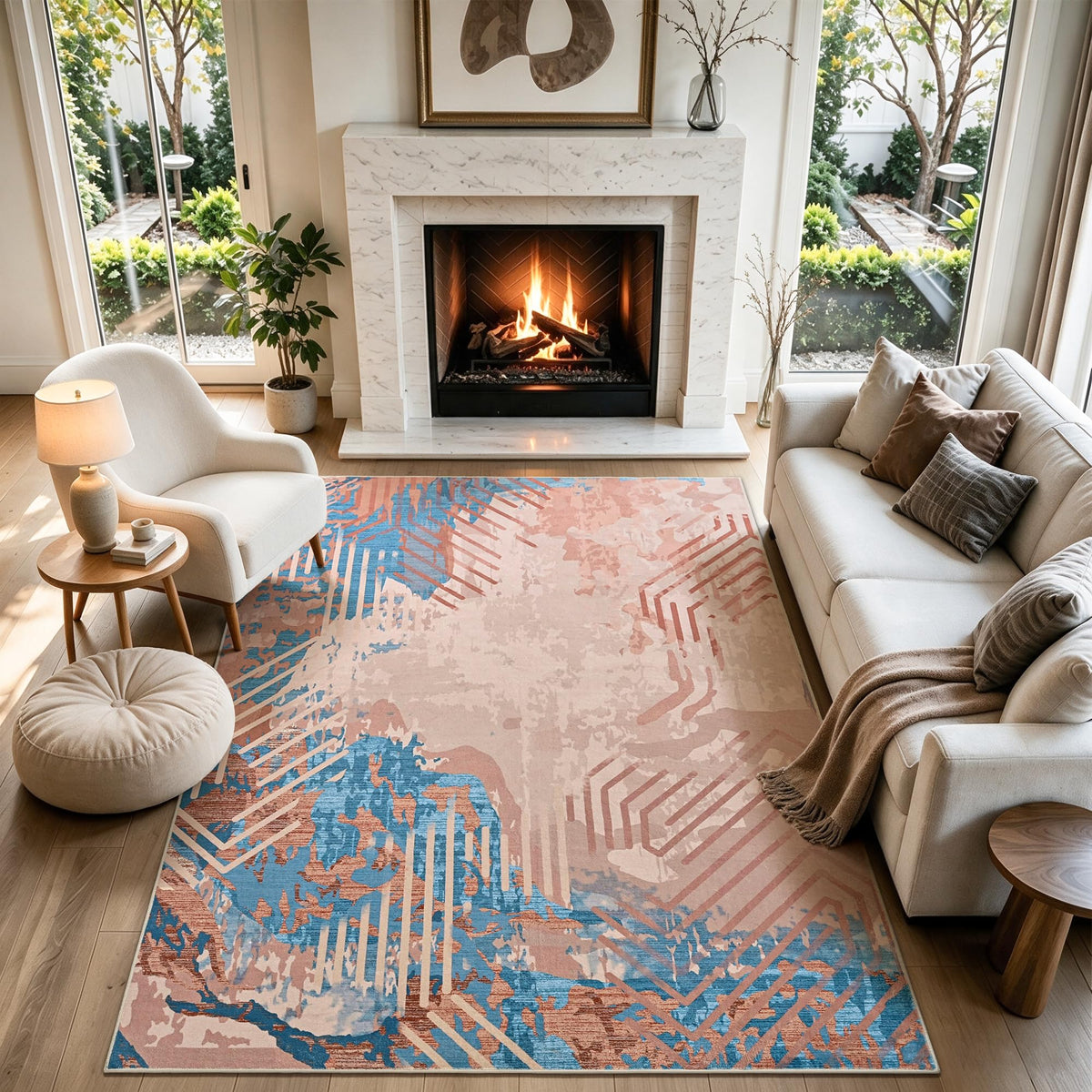 Toneed 4x6 Feet Washable Area Rugs for Bedroom Living Room, 48"x72" Grey