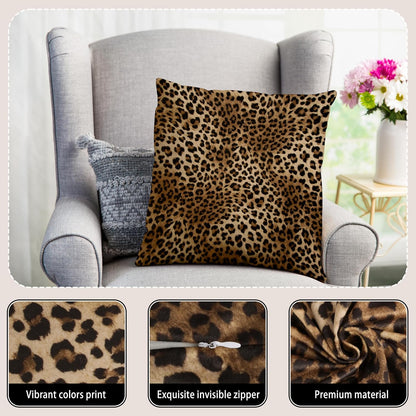Leopard Print Throw Pillow Covers 18x18 Inches Deep Brown Cheeth Decorative Pillow Case Set of 2 Soft Velvet Pillows Cushion Cover for Couch Bed Sofa Living Room (Deep Brown, 18" L x 18" W)