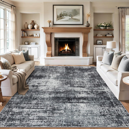 PLHXFR 8x10 Area Rug Living Room: Modern Abstract Washable Carpet Grey