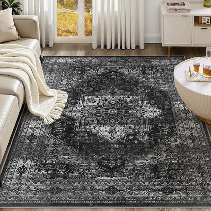 UERMEI 8x10 Area Rug Living Room Rugs - Washable Neutral Modern Abstract Soft Thin Large Rug Indoor Floor No Slip Rug Carpet for Bedroom Under Dining Table Home Office Decor - Brown Grey