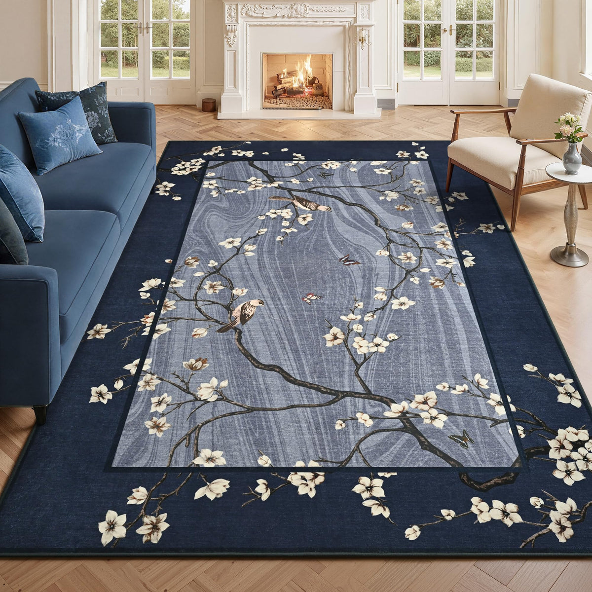 Foxmas 4x6 Purple Floral Area Rug