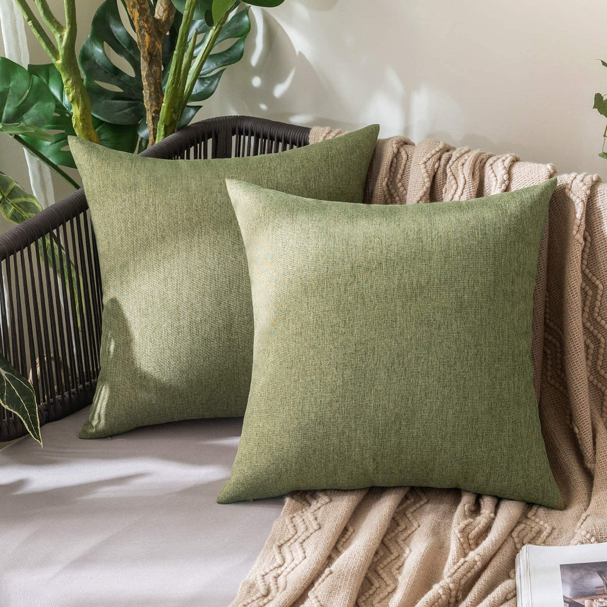 MIULEE Decorative Outdoor Pillow Covers Euro Waterproof 24x24 Beige