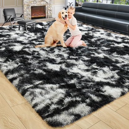 Noahas 2x6 Black Fluffy Soft Runner Rug Non-Slip for Bedroom Dorm Hallway