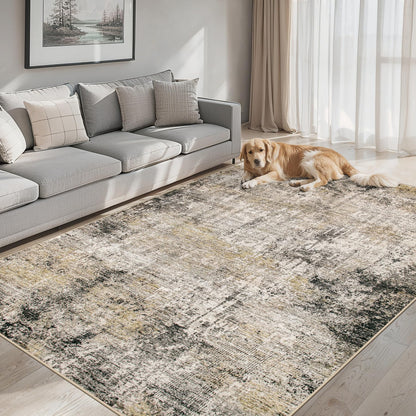 PLHXFR 8x10 Area Rug Living Room: Modern Abstract Washable Carpet Grey