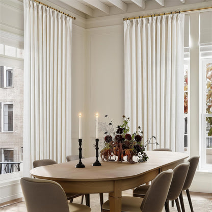 TWODRAPES Natural Pinch Pleated Linen Semi Sheer 84 Inch Curtains 2 Panels