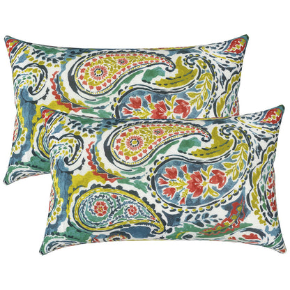 LVTXIII Set of 2 Patio Lumbar Pillows, 12" x 20" Fade Resistant Outdoor Lumbar Pillow with Inners, Fluffy Decorative Garden Lumbar Cushions for Home Patio Coach Sofa Use, Jacobean Black