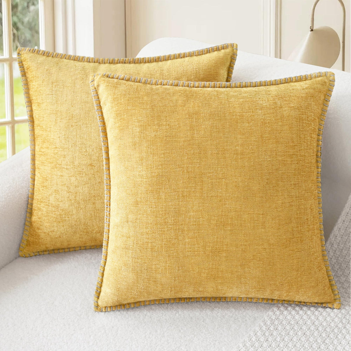CaliTime Decorative Couch Throw Pillow Covers 18 X 18 Inches Smoke Blue