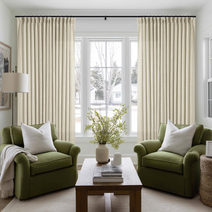 TWODRAPES Natural Pinch Pleated Linen Semi Sheer 84 Inch Curtains 2 Panels