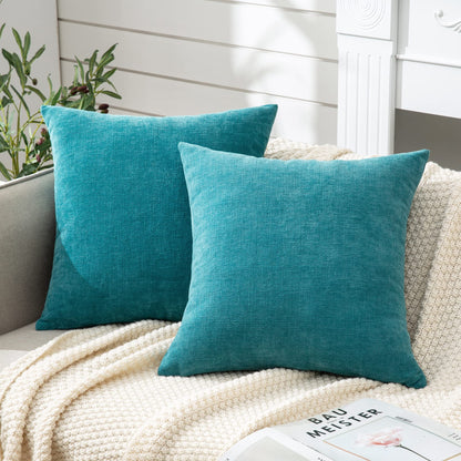 GAWAMAY Lumbar Support Pillow Decorative Rectangle Throw Pillow Covers 12"x20" Inch Set of 2, Soft Chenille Fall Pillowcase for Living Room Bedroom Sofa Couch Cushion Cover Grey 30x50cm (No Insert)