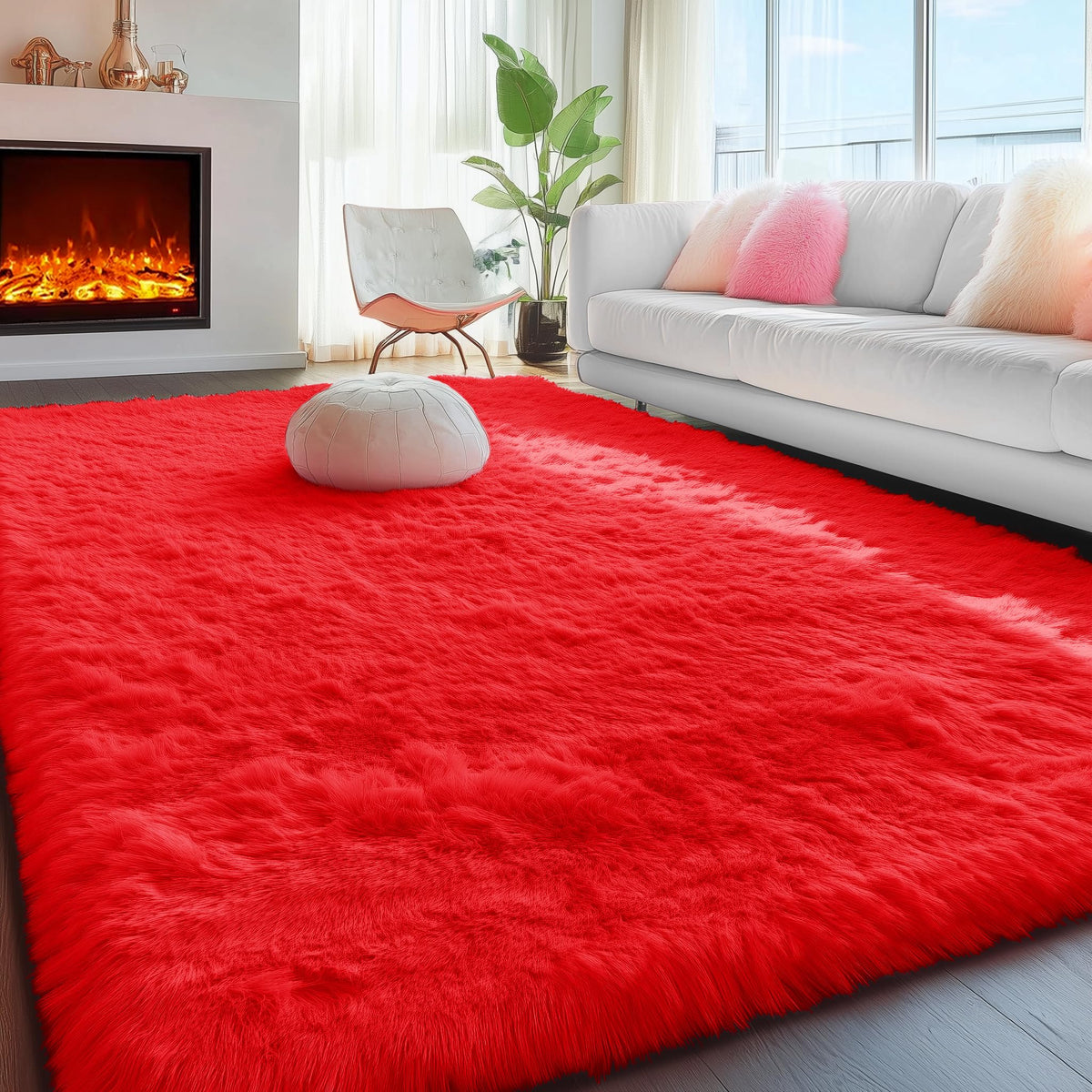 Fluffy Grey Rug for Bedroom 4x6, Modern Area Rugs for Kids Room Living Room