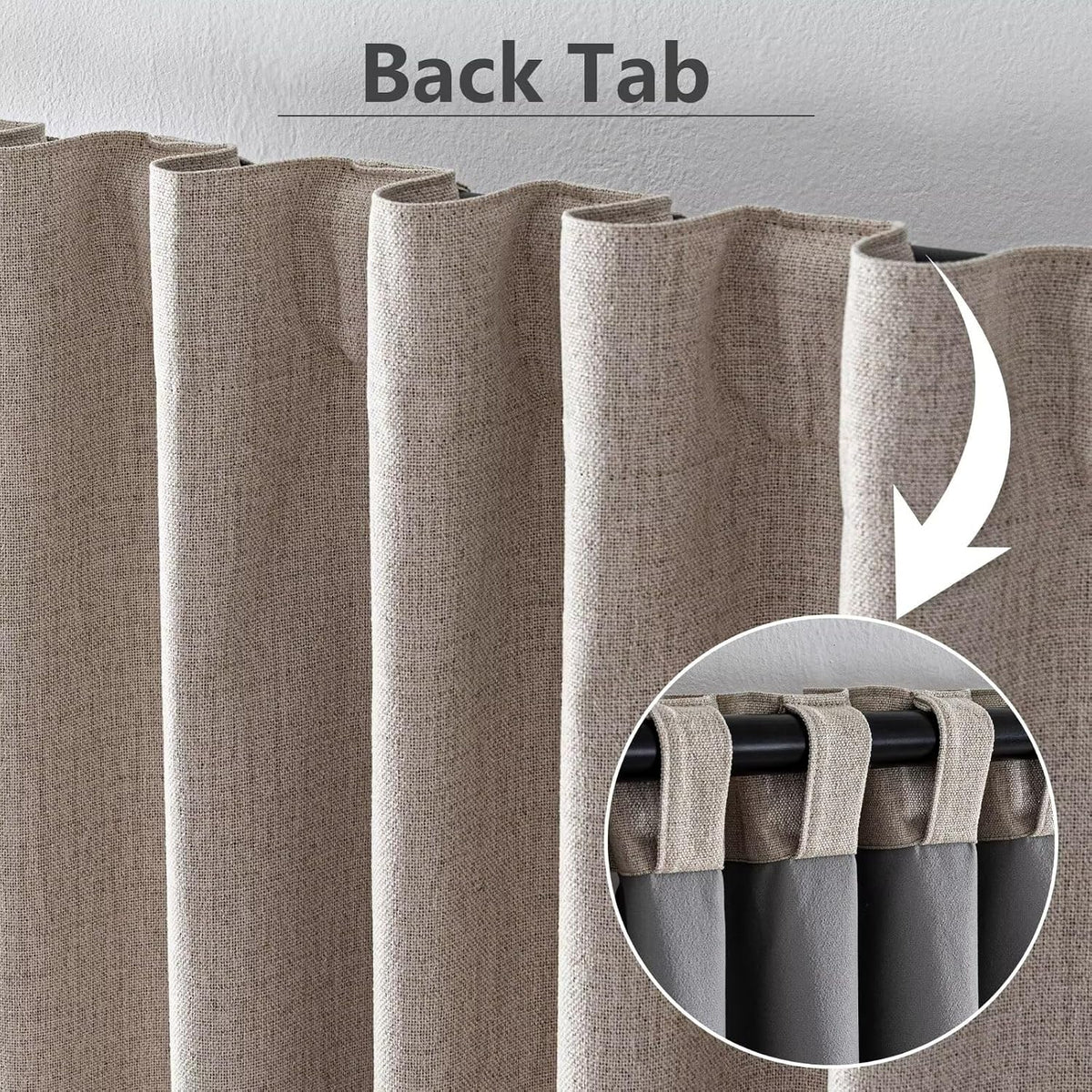 100% Blackout Curtains 84 inch Length Faux Linen (W52 x L84, Beige)