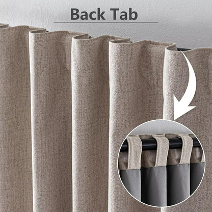 100% Blackout Curtains 84 inch Length Faux Linen (W52 x L84, Beige)