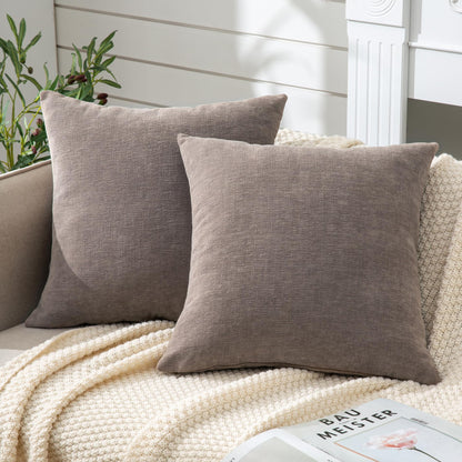 GAWAMAY Lumbar Support Pillow Decorative Rectangle Throw Pillow Covers 12"x20" Inch Set of 2, Soft Chenille Fall Pillowcase for Living Room Bedroom Sofa Couch Cushion Cover Grey 30x50cm (No Insert)