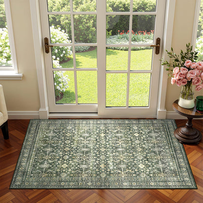 8x10 Area Rugs for Living Room Green Washable Non-Slip Large Carpet