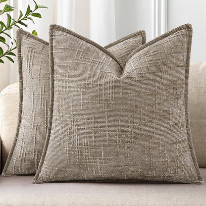 decorUhome Chenille Fall Throw Pillow Covers 18x18 Set of 2, Mustard Yellow