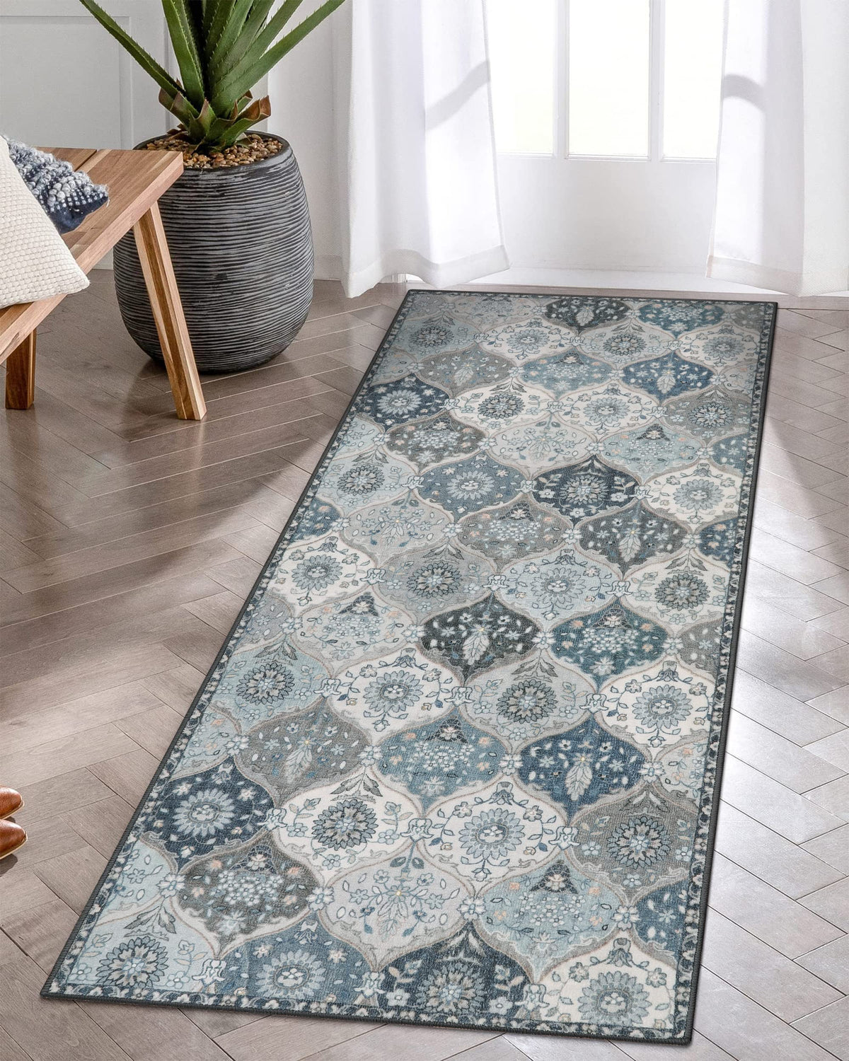 Lahome Moroccan Kitchen Rugs Non Slip Washable, 2x4 Rugs for Entryway