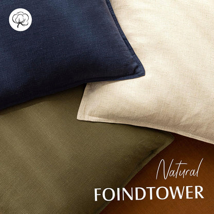 Foindtower Linen Solid Decorative Throw Pillow Covers 20x20 Natural Beige