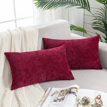 GAWAMAY Decorative Square Throw Pillow Covers 18"x18" Inch Set of 2, Super Soft Chenille Pillows Farmhouse Fall Pillowcase for Living Room Bedroom Sofa Couch Cushion Cover Burnt Orange 45x45cm