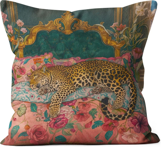 Maximalist Funky Tiger Leopard Cheetah Pillow Covers 18x18, Eclectic Home Decor, Tropical Trendy Preppy Colorful Tiger Decorative Throw Pillow Covers Pillowcases for Living Room Bedroom