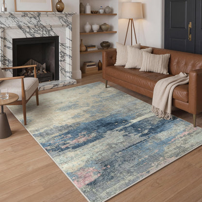 GENIMO 8x10 Washable Area Rugs for Living Room, Non Slip, Taupe Brown