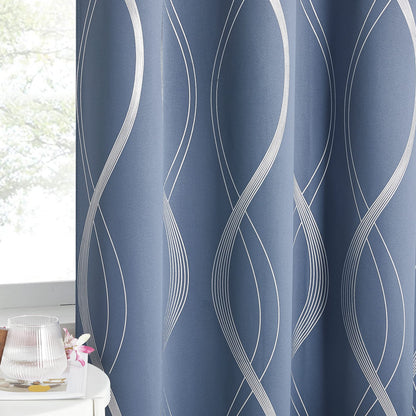 NICETOWN Grey Blackout Striped Pattern Curtains for Living Room, 52 x 84