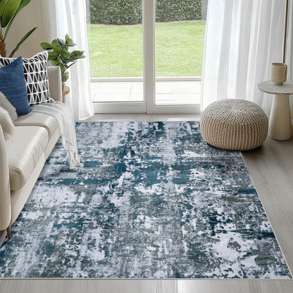 8x10 Area Rugs for Living Room Washable Bedroom Dining Room Blue Grey