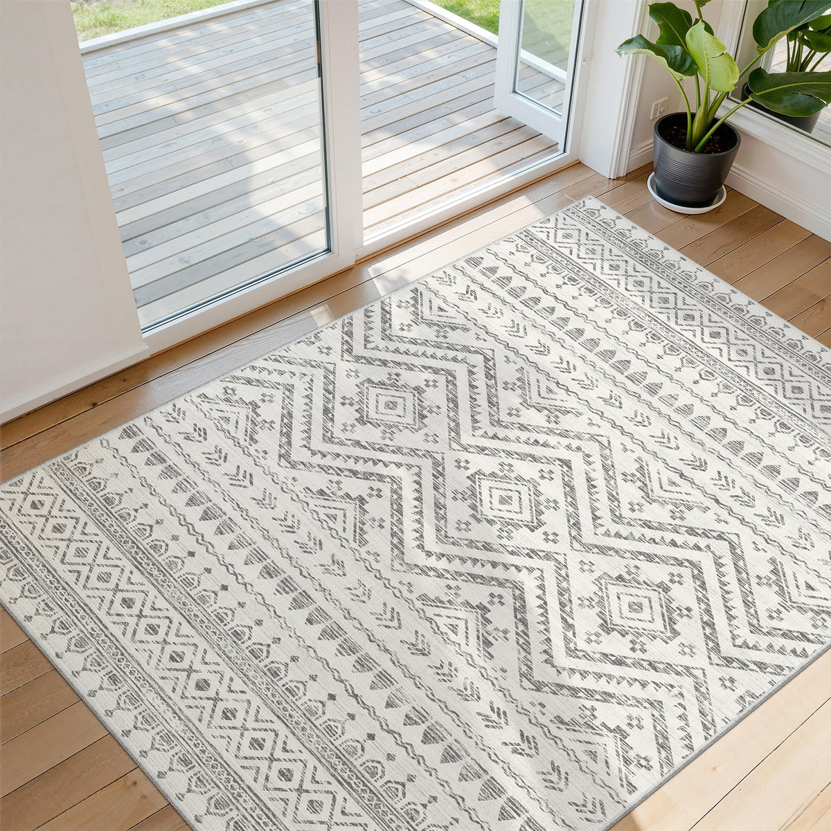 Miukiki 8x10 Area Rug for Living Room, Washable Soft Non Slip Rug Grey
