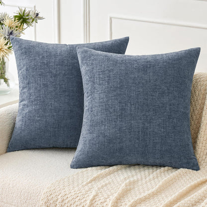 MIULEE Soft Chenille Throw Pillow Covers Sage Green 18x18 Inch Pack of 2