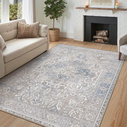 GENIMO 8x10 Washable Area Rugs for Living Room, Non Slip, Taupe Brown