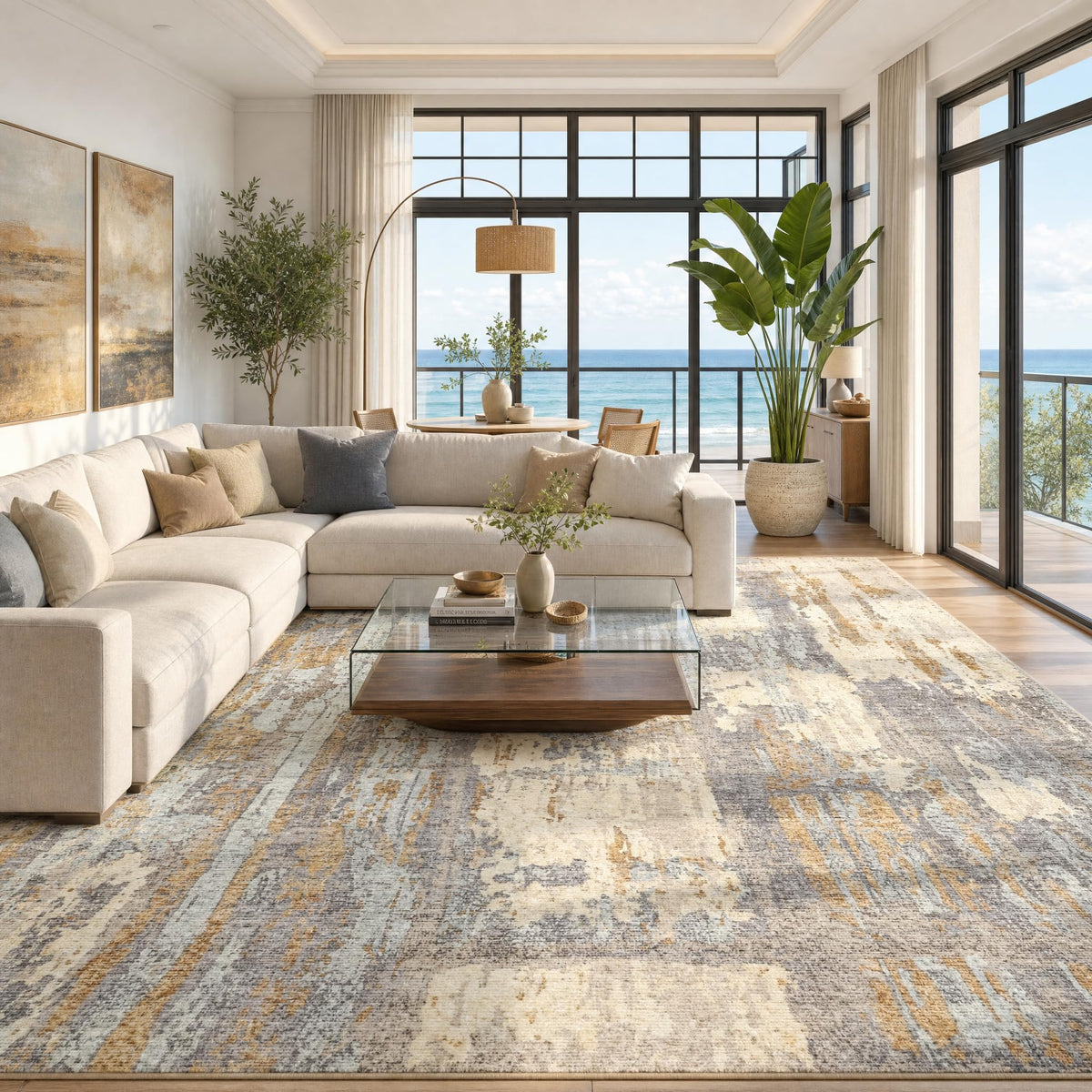 Toneed 4x6 Feet Washable Area Rugs for Bedroom Living Room, 48"x72" Grey