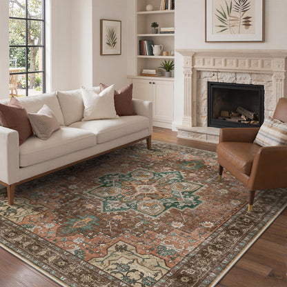GENIMO 8x10 Washable Area Rugs for Living Room, Non Slip, Taupe Brown