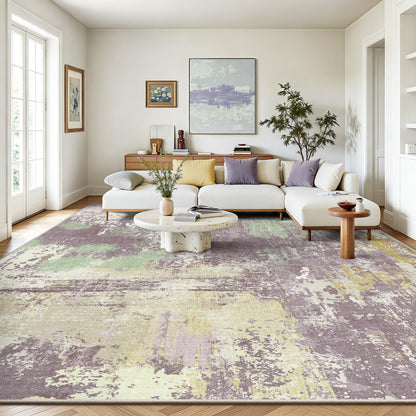 8x10 Rugs for Living Room - Modern Abstract Low Pile Washable Rug, Ultra Soft Non Slip Large Rugs, Floor Carpet for Bedroom Dining Room Office Laundry Nursery Home(Brown)