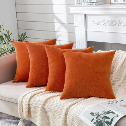 GAWAMAY Decorative Square Throw Pillow Covers 18"x18" Inch Set of 2, Super Soft Chenille Pillows Farmhouse Fall Pillowcase for Living Room Bedroom Sofa Couch Cushion Cover Burnt Orange 45x45cm