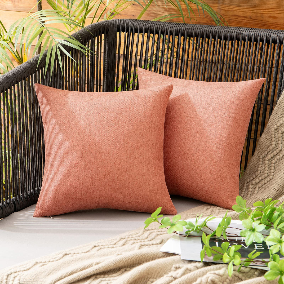 MIULEE Decorative Outdoor Pillow Covers Fall 18x18 Rust