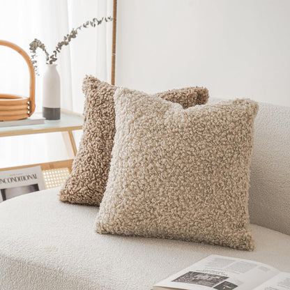 Foindtower Decorative Fuzzy Faux Fur Throw Pillow Covers 24x24 Inch Oatmeal