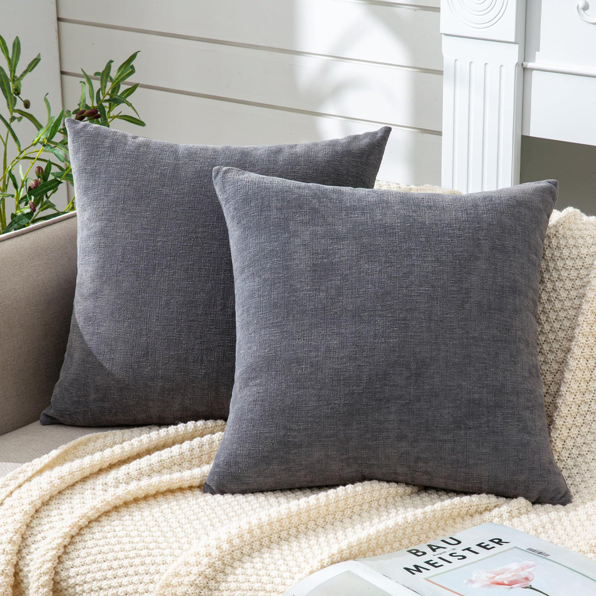 GAWAMAY Decorative Square Throw Pillow Covers 18"x18" Inch Set of 2, Super Soft Chenille Pillows Farmhouse Fall Pillowcase for Living Room Bedroom Sofa Couch Cushion Cover Burnt Orange 45x45cm