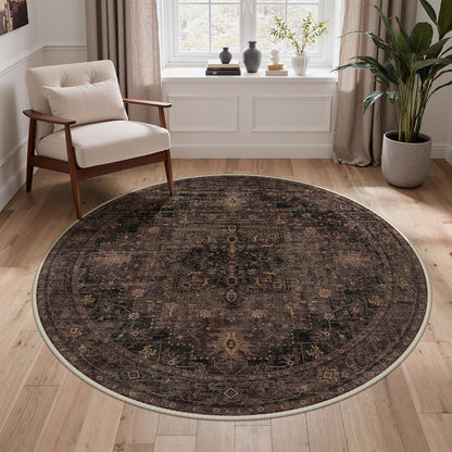 GENIMO 8x10 Washable Area Rugs for Living Room, Non Slip, Taupe Brown