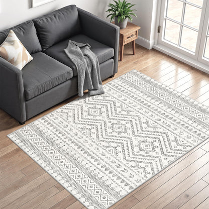 Miukiki 8x10 Area Rug for Living Room, Washable Soft Non Slip Rug Grey