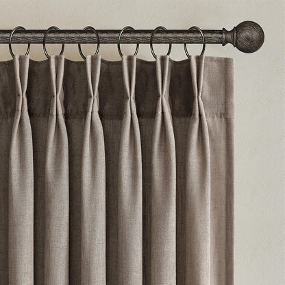 Topfinel Oatmeal Beige Pinch Pleated Curtains 84 Inches Long for Living Room 2 Panels Sets,Stone Washed Linen Earth Tone Decor Back Tab Boho Neutral Greige Earthy Sheer Curtain for Bedroom