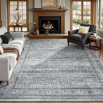 Sage Green 8x10 Area Rug for Living Room, Vintage Boho Large Carpet