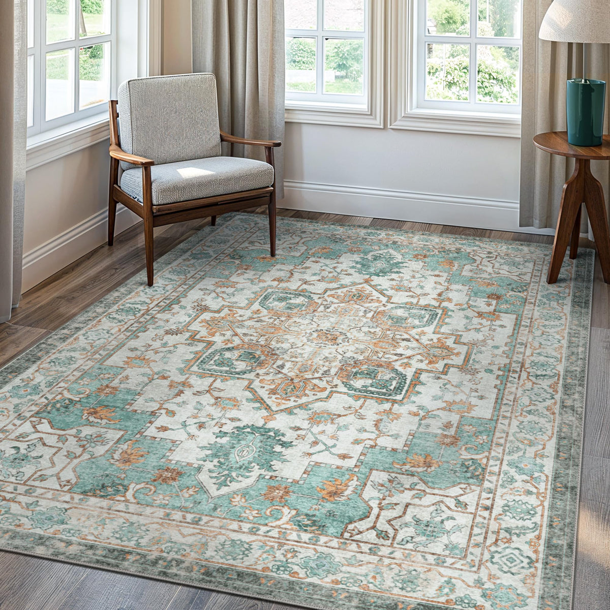 GENIMO 8x10 Washable Area Rugs for Living Room, Non Slip, Taupe Brown