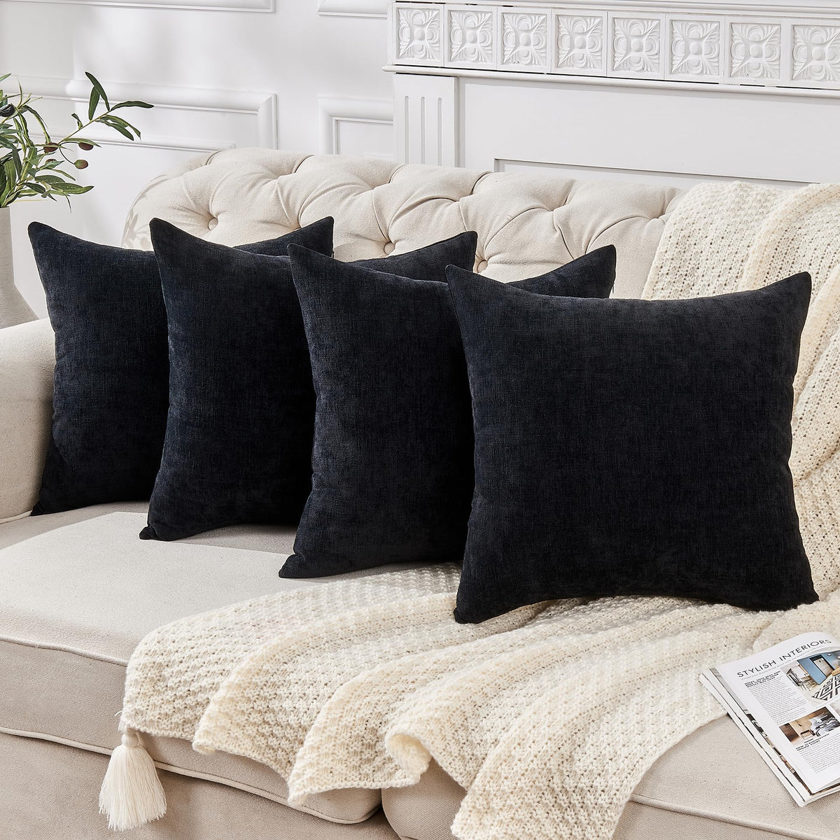 GAWAMAY Decorative Square Throw Pillow Covers 18"x18" Inch Set of 2, Super Soft Chenille Pillows Farmhouse Fall Pillowcase for Living Room Bedroom Sofa Couch Cushion Cover Burnt Orange 45x45cm