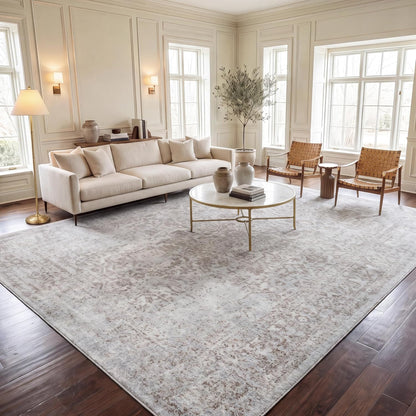 SAFAVIEH Evoke Area Rug 9x12, Large Ivory & Taupe EVK256E