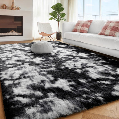 Fluffy Grey Rug for Bedroom 4x6, Modern Area Rugs for Kids Room Living Room