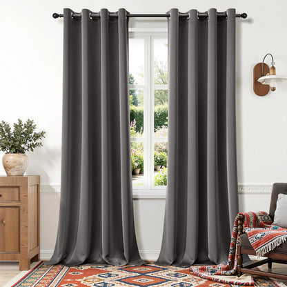 MIULEE Light Pink Blackout Bedroom Curtains Drapes 84 Inch Long 52"x84"