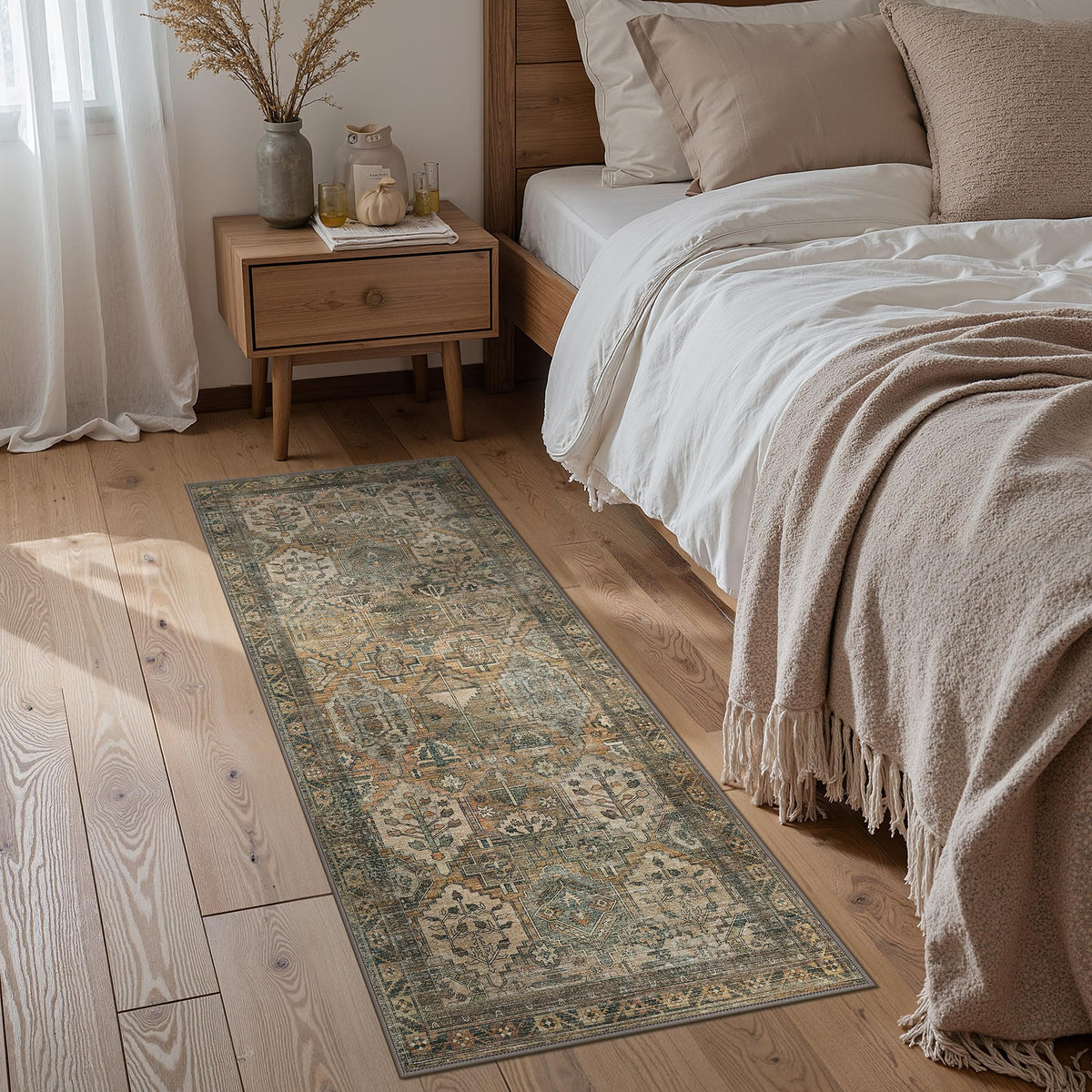 GENIMO 8x10 Washable Area Rugs for Living Room, Non Slip, Taupe Brown
