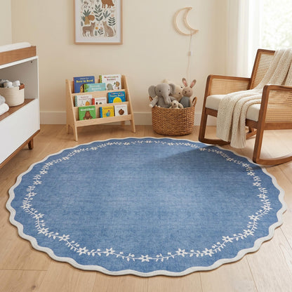 GarveeHome 5x7 Scalloped Area Rug Jute Washable Bedroom Living Room Rug